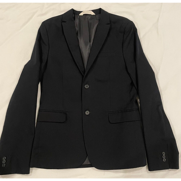 Boys H&M Cotton Black Lined Blazer Jacket Sport Coat Sz 13-14y - Picture 1 of 5